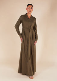 Waist Pleat Maxi Coffee - Final Sale