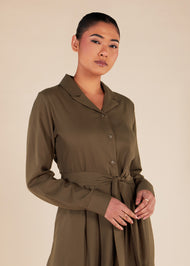 Waist Pleat Maxi Coffee - Final Sale