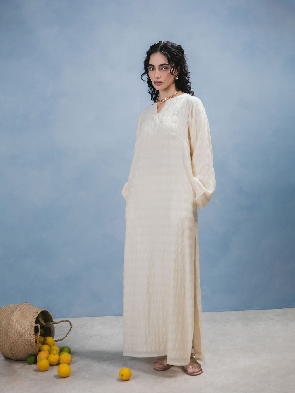 Textured Abaya Cream