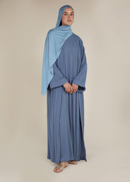 Two Piece Open Abaya With Slip Light Blue - Final Sale