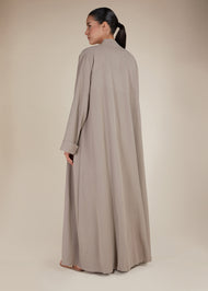 Two Piece Open Abaya With Slip Natural