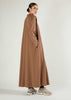 Ribbed Zip Abaya Coffee