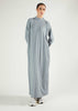 Ribbed Zip Abaya Dusty Blue