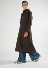 Funnel Neck Midi Dark Brown