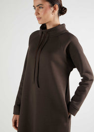 Funnel Neck Midi Dark Brown