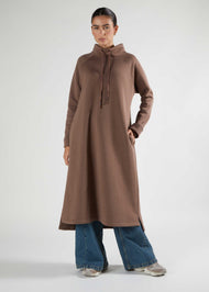 Funnel Neck Midi Taupe