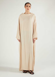 Boat Neck Abaya Natural