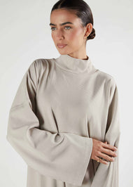 High Neck Abaya Nude