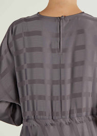 Self Print Batwing Abaya Grey