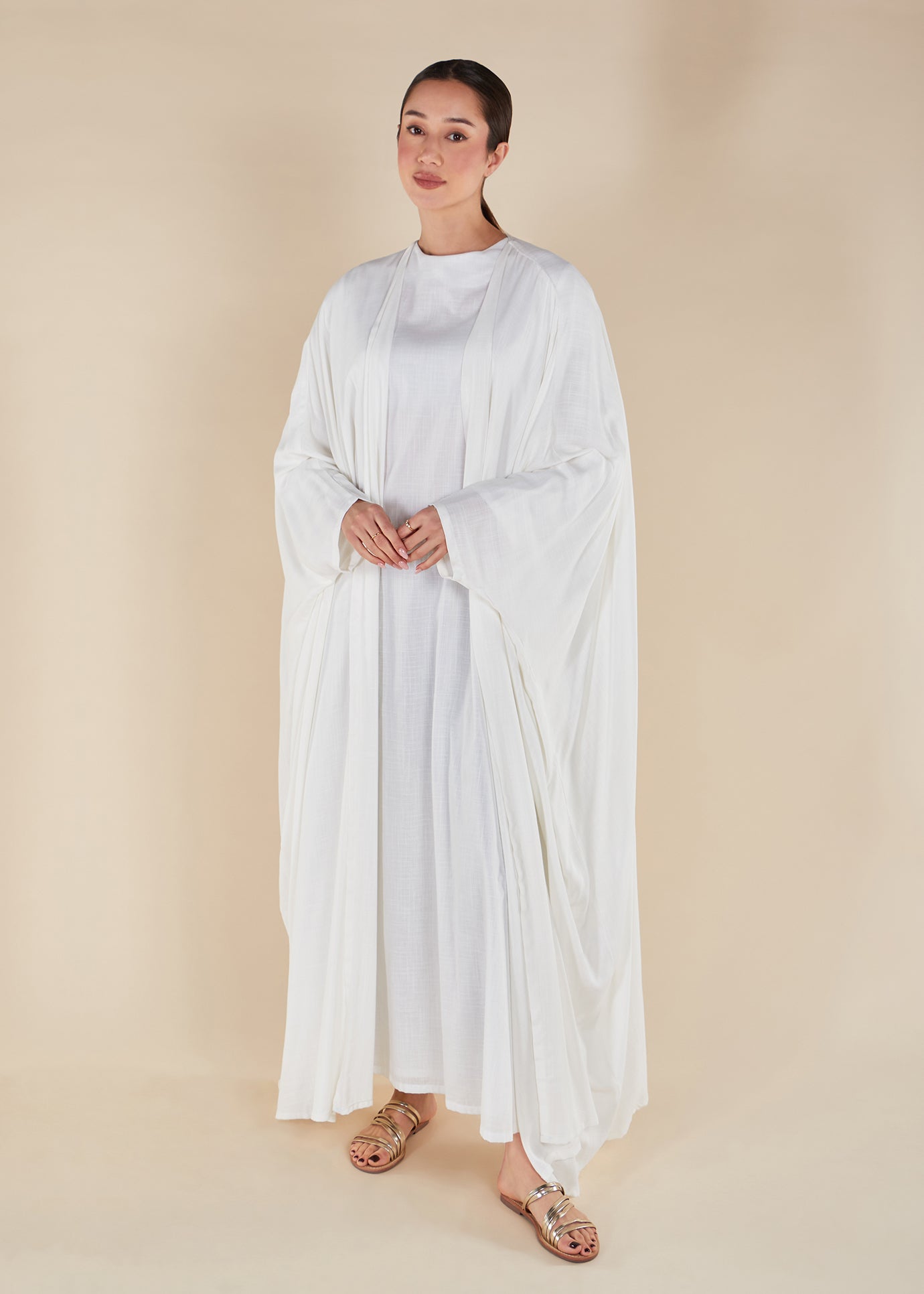 Twill Open Abaya White | Modest Open Abayas