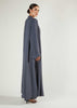 Two Piece Open Abaya With Slip Dusty Blue