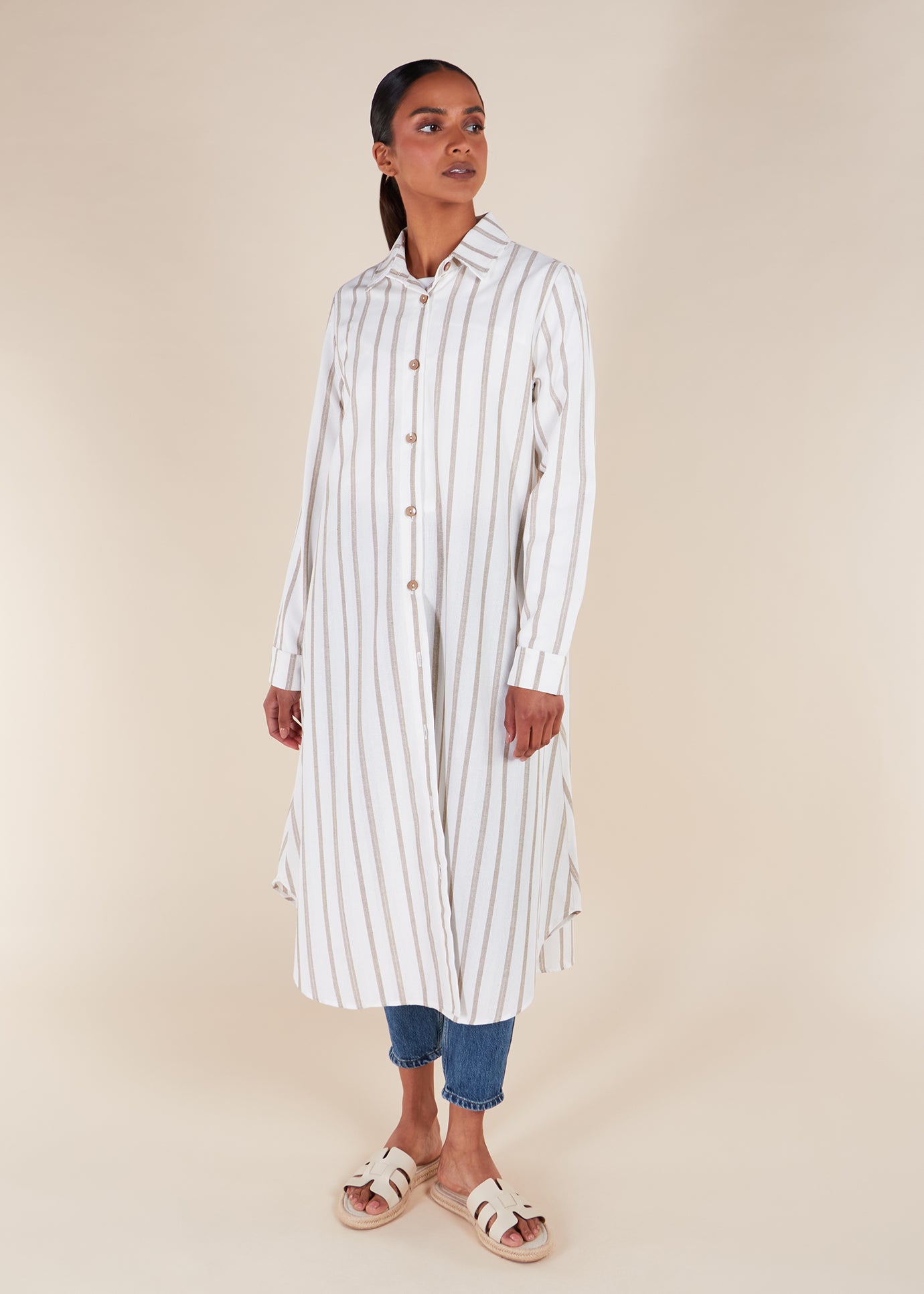 Muji Shirt Dress Cream | Modest Shirt Dresses | Aab Modest Wear Muji Shirt Dress Cream | Modest Shirt Dresses | Aab Modest Wear