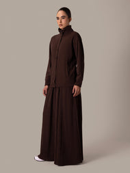 Funnel Neck Skirt Set Mushroom