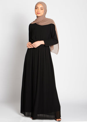 Black Pleat Maxi Dress