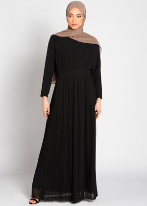 Black Pleat Maxi Dress