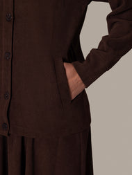 Funnel Neck Skirt Set Mushroom