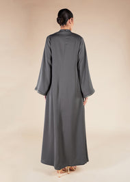 Fringed Open Abaya Grey