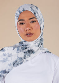 Navy Aquarelle Botanics Print Hijab