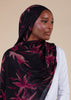 Dark Nerine Blooms Print Hijab