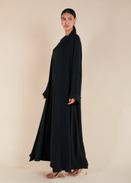 Two Piece Open Abaya with Slip Dark Green