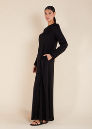 Contrast Stitch Abaya Black