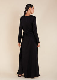 Contrast Stitch Abaya Black