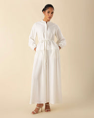 aab modest wear soft cotton shirted maxi dress reviews Fan Sleeve Maxi White