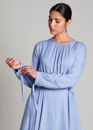 Pleat Abaya Blue | Abayas | Aab Modest Wear