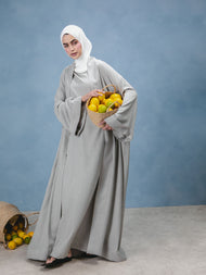 Cotton Open Abaya Grey