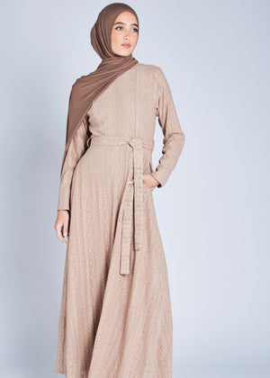 Dantel Abaya Camel | Abayas | Aab Modest Wear