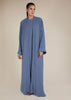 Two Piece Open Abaya With Slip Light Blue