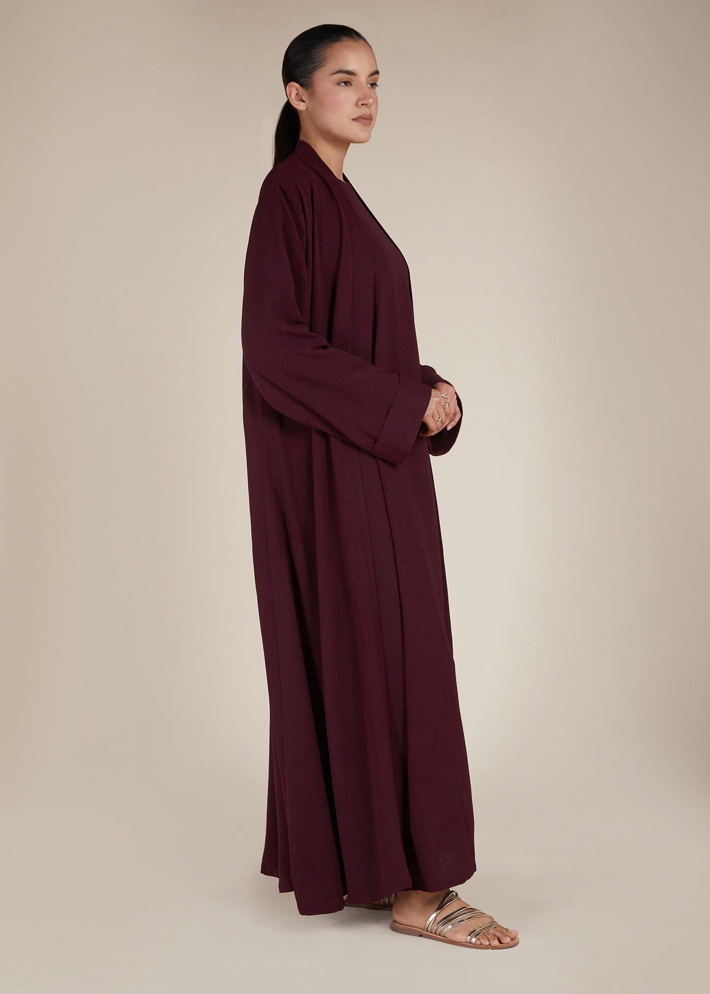 Two Piece Open Abaya With Slip Burgundy | Modest Abayas | Aab Modest Wear Two Piece Open Abaya With Slip Burgundy | Modest Abayas | Aab Modest Wear