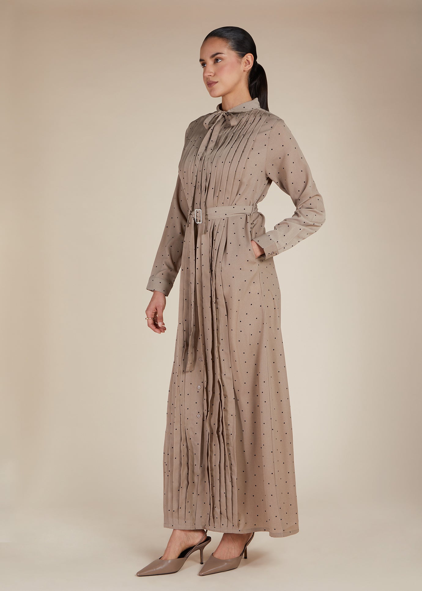 maxi modest dresses for women Laura in Teal Small and faux button detailing down the front Polka & Pleats Maxi |