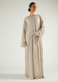 Cream Floral Prayer Abaya & Hijab