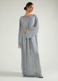 Pale Blue Floral Abaya & Hijab