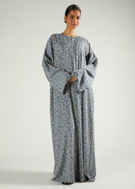 Blue Floral Prayer Abaya & Hijab