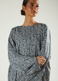 Blue Floral Prayer Abaya & Hijab