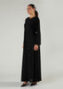 Side Pleat Abaya Black