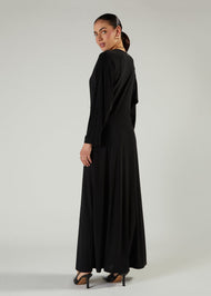 Side Pleat Abaya Black