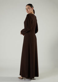 Side Pleat Abaya Chestnut