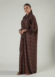 Printed Prayer Abaya Beige Flower