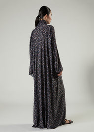 Printed Prayer Abaya Blue Flower