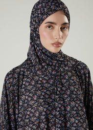 Printed Prayer Abaya Blue Flower