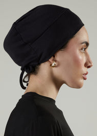 Tie Back Cap Black Hijab Cap