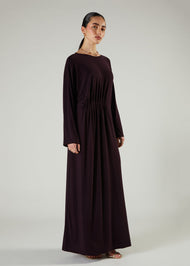 Side Pleat Abaya Plum