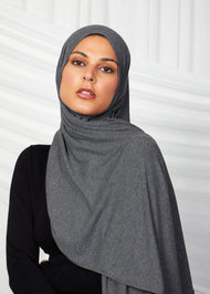 Charcoal Ribbed Jersey Hijab