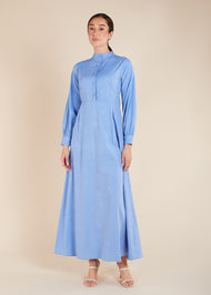 Mandarin Neck Maxi Blue