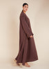 Two Piece Open Abaya With Slip Mocha