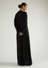 Contrast Stitch Abaya Black