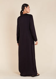 Denim Stitch Abaya Black